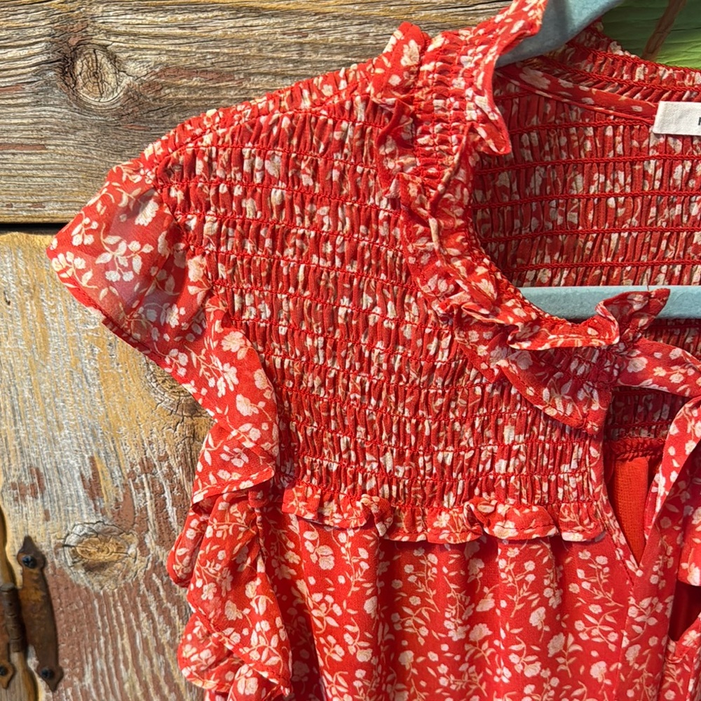 Anthropologie Pleione ruffled babydoll blouse sz M, breezy, cool, flowy - Picture 4 of 14